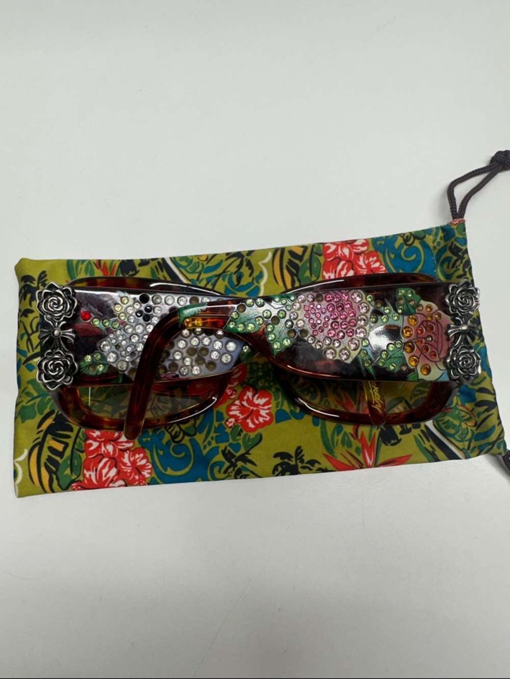 Ed Hardy Sunglasses Oversized Tortoise Shell Tattoo Skull Y2K 2000 True Vintage - Picture 8 of 9